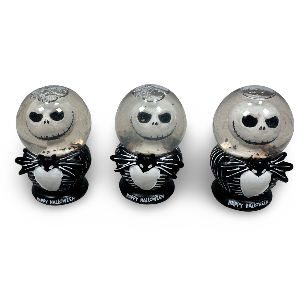 Disney Jack Skellington Nightmare Before Christmas Mini Snow Globe Set of 3